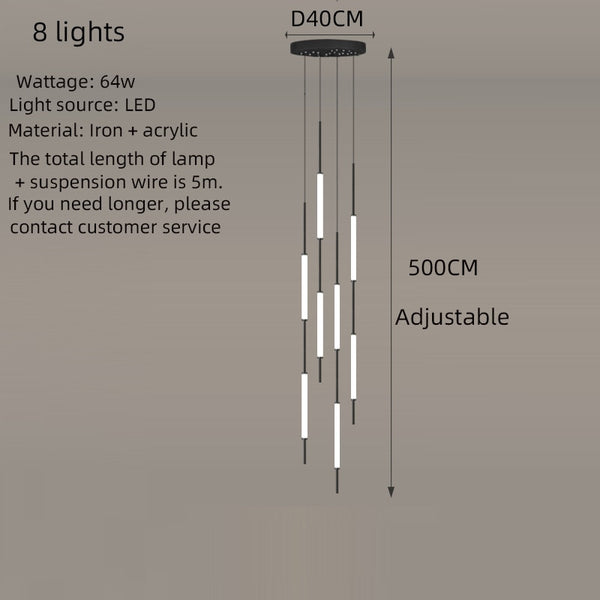 Long Tubes Chandelier – Illuminate Your Space with Style-Staircase Chandelier