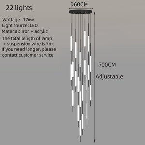 Long Tubes Chandelier – Illuminate Your Space with Style-Staircase Chandelier