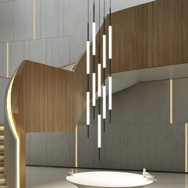 Long Tubes Chandelier – Illuminate Your Space with Style-Staircase Chandelier