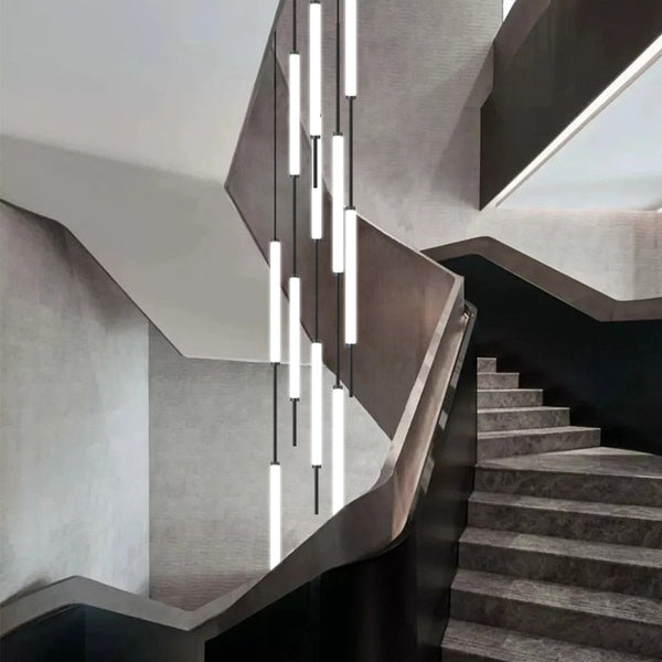 Long Tubes Chandelier – Illuminate Your Space with Style-Staircase Chandelier