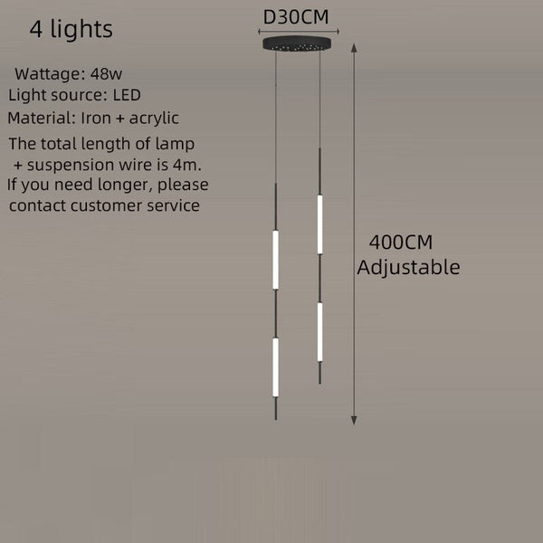 Long Tubes Chandelier – Illuminate Your Space with Style-Staircase Chandelier