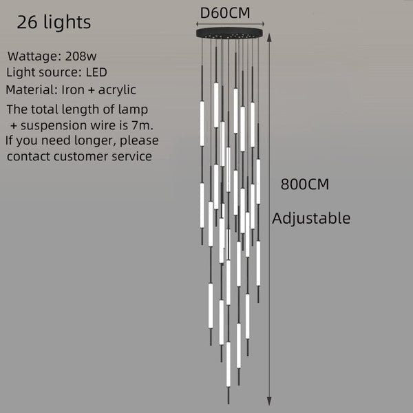 Long Tubes Chandelier – Illuminate Your Space with Style-Staircase Chandelier