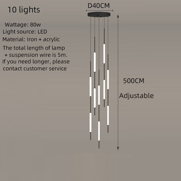 Long Tubes Chandelier – Illuminate Your Space with Style-Staircase Chandelier