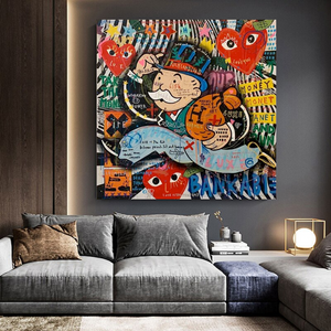 Love Heart Monopoly Making Money Canvas Wall Art-Wall Posters