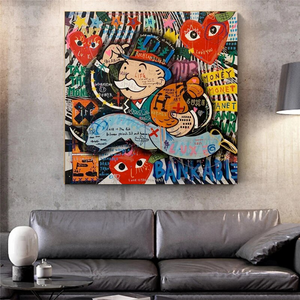 Love Heart Monopoly Making Money Canvas Wall Art-Wall Posters