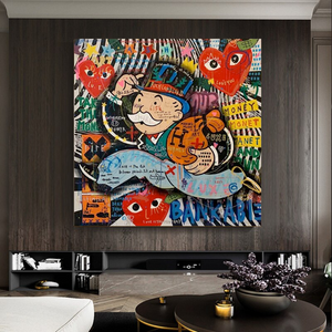 Love Heart Monopoly Making Money Canvas Wall Art-Wall Posters