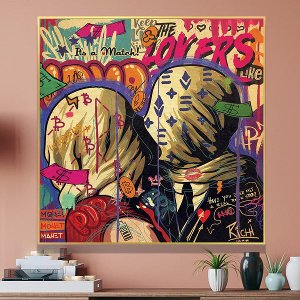 Lovers Kiss Canvas Wall Art: Captivating Masterpiece-Wall Posters