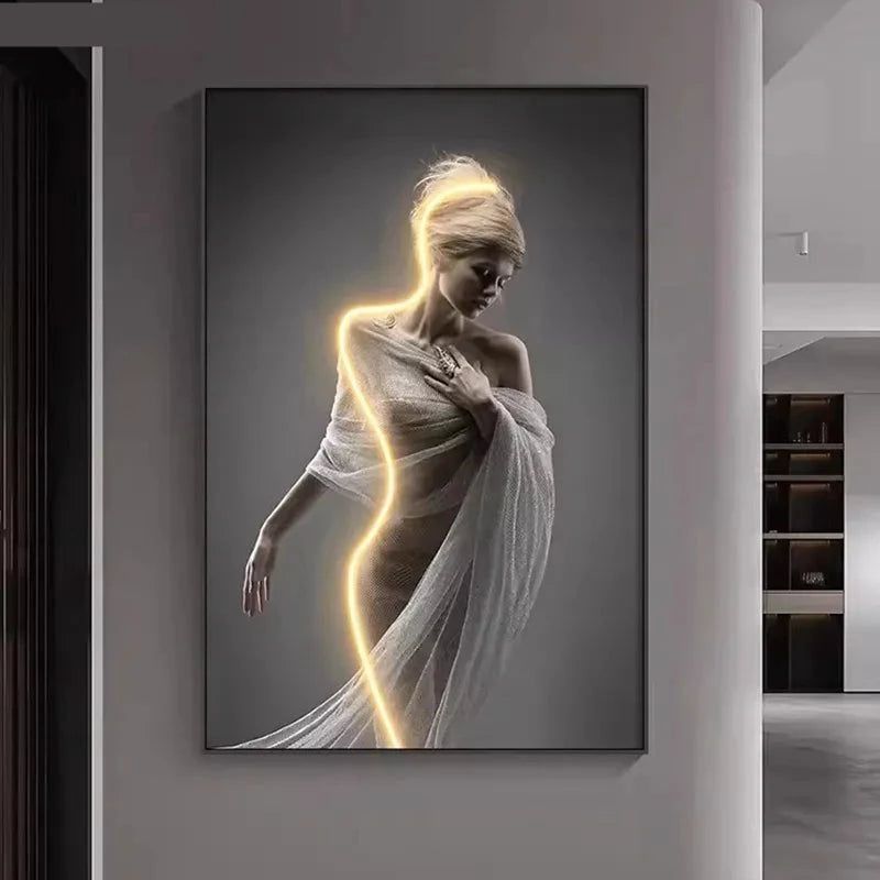 Luminous LED Wall Lamp – Abstract Girl Art Light Fixture-LED Wall Art