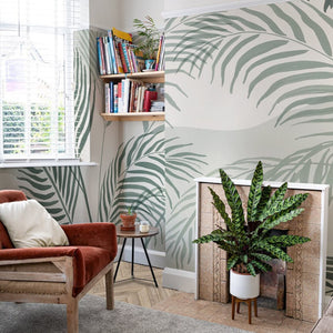 Lush Green Tropical Vibe Mural Wallpaper-Flower & Leaf Wallpaper