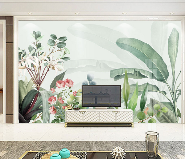 Lush Greens Tropical Wallpaper Murals: Bring Tropics Home-Flower & Leaf Wallpaper