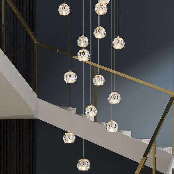 Luxury Crystal Stair Chandelier - Football Shape-Staircase Chandelier