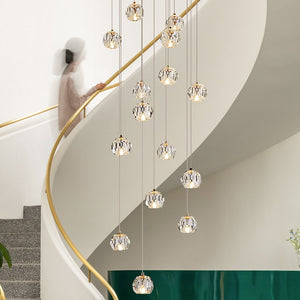Luxury Crystal Stair Chandelier - Football Shape-Staircase Chandelier