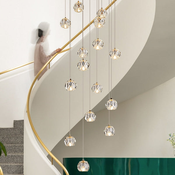 Luxury Crystal Stair Chandelier - Football Shape-Staircase Chandelier