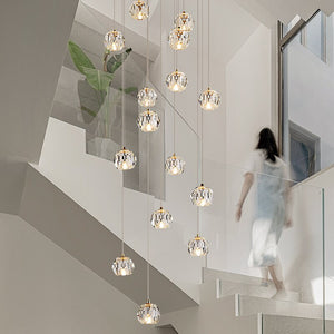 Luxury Crystal Stair Chandelier - Football Shape-Staircase Chandelier