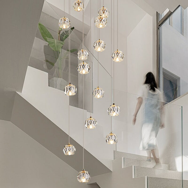 Luxury Crystal Stair Chandelier - Football Shape-Staircase Chandelier