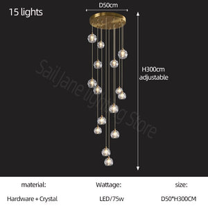Luxury Crystal Stair Chandelier - Football Shape-Staircase Chandelier