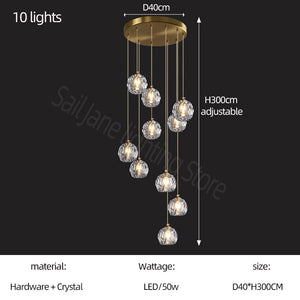 Luxury Crystal Stair Chandelier - Football Shape-Staircase Chandelier