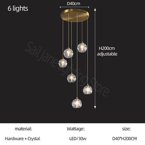 Luxury Crystal Stair Chandelier - Football Shape-Staircase Chandelier