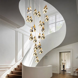 Luxury Crystal Staircase Chandelier with LED Lights-Staircase Chandelier