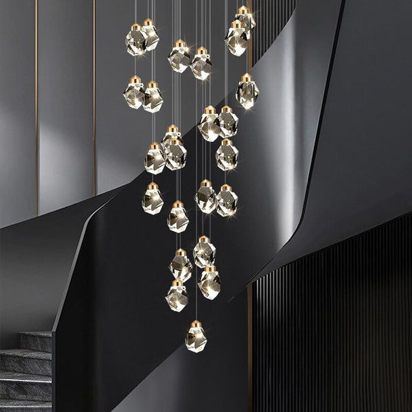Luxury Crystal Staircase Chandelier with LED Lights-Staircase Chandelier