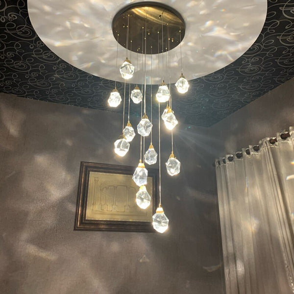 Luxury Crystal Staircase Chandelier with LED Lights-Staircase Chandelier