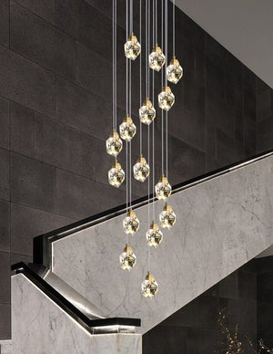 Luxury Crystal Staircase Chandelier with LED Lights-Staircase Chandelier