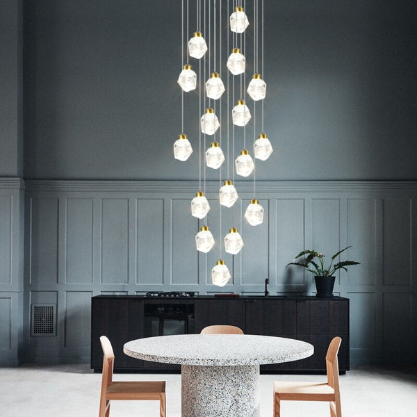 Luxury Crystal Staircase Chandelier with LED Lights-Staircase Chandelier