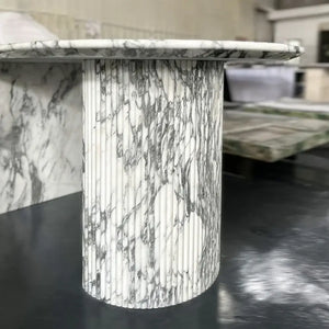 Luxury White Polished Finish Marble Dining Table Set-Dining Tables