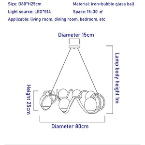 Magic Bean Molecular LED Chandelier with Glass Bubbles-Ceiling Chandelier