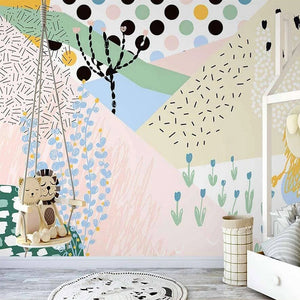 Majestic Mountains and Plants Nursery Wallpaper-Kids Room Wallpaper