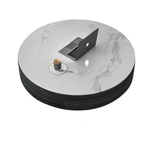 Marble Effect Solid Slab Round Coffee Table-Coffee Table
