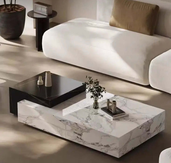 Marble rectangular luxury stone coffee table-Coffee Tables