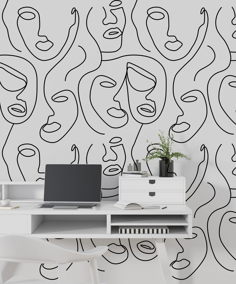 Matisse Line Art Wallpaper Mural - Exquisite Designs-Geometric Shapes Wallpaper