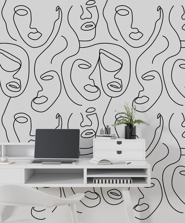 Matisse Line Art Wallpaper Mural - Exquisite Designs-Geometric Shapes Wallpaper