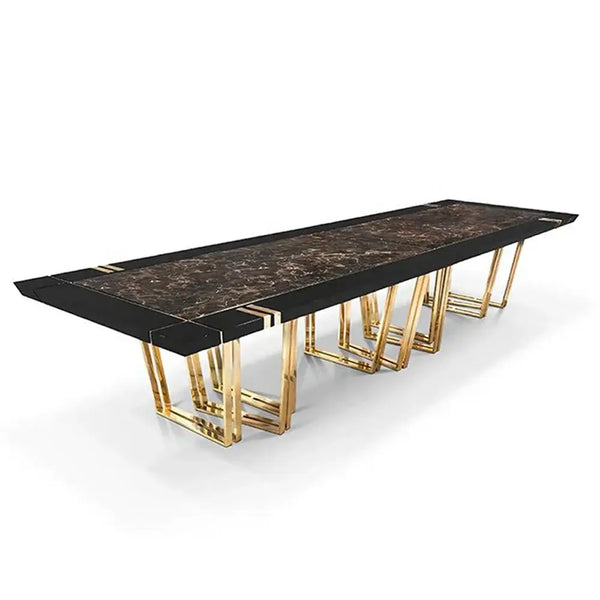 Mejam Luxury Bronze Marble Dining Table-Dining Tables