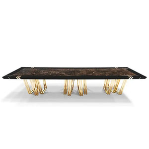 Mejam Luxury Bronze Marble Dining Table-Dining Tables