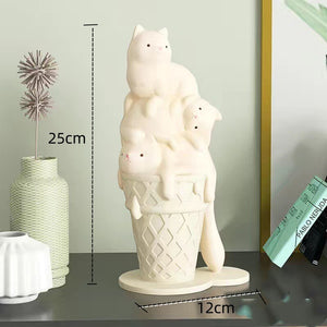 Melted Ice Cream Cat Statues Sculpture Ornament-Statue & Ornaments