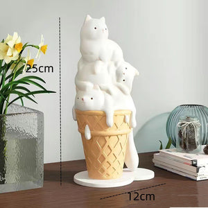 Melted Ice Cream Cat Statues Sculpture Ornament-Statue & Ornaments