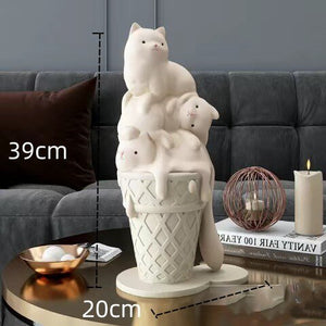 Melted Ice Cream Cat Statues Sculpture Ornament-Statue & Ornaments
