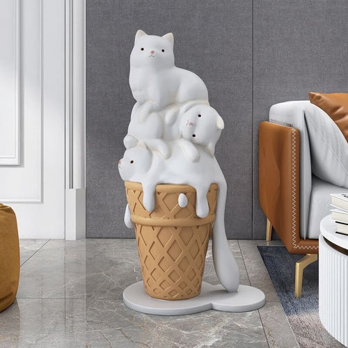 Melted Ice Cream Cat Statues Sculpture Ornament-Statue & Ornaments