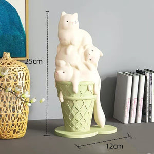 Melted Ice Cream Cat Statues Sculpture Ornament-Statue & Ornaments