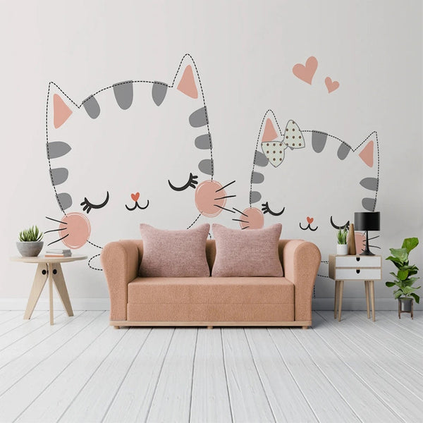 Meow Cat Theme Nursery Wallpaper - Transform Your Space-Kids Room Wallpaper
