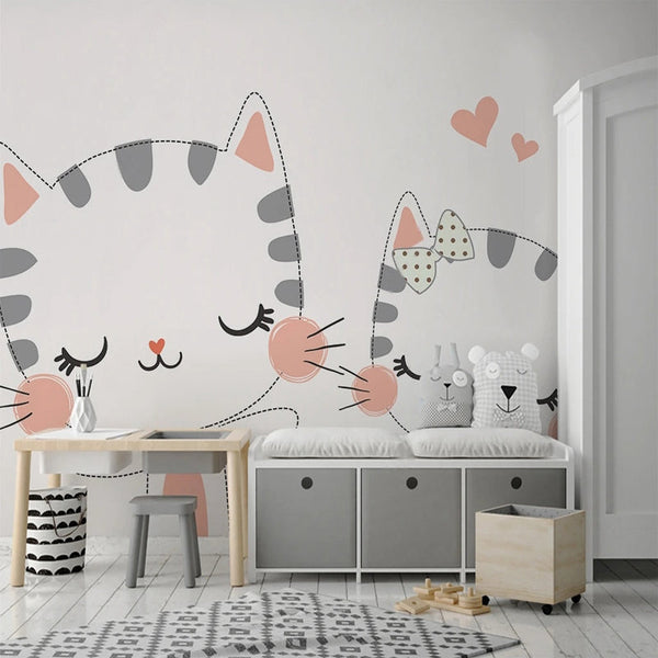 Meow Cat Theme Nursery Wallpaper - Transform Your Space-Kids Room Wallpaper