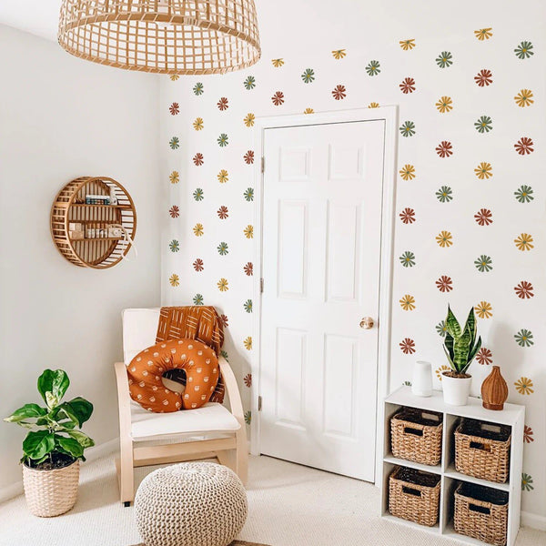 Metallic Daisy Wall Stickers - Removable Vinyl Decal for Nursery & Kids Room Decor-