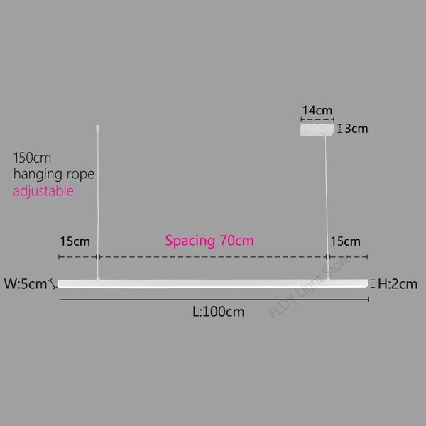 Minimalist Aluminium LED Bar Light-Kitchen Island