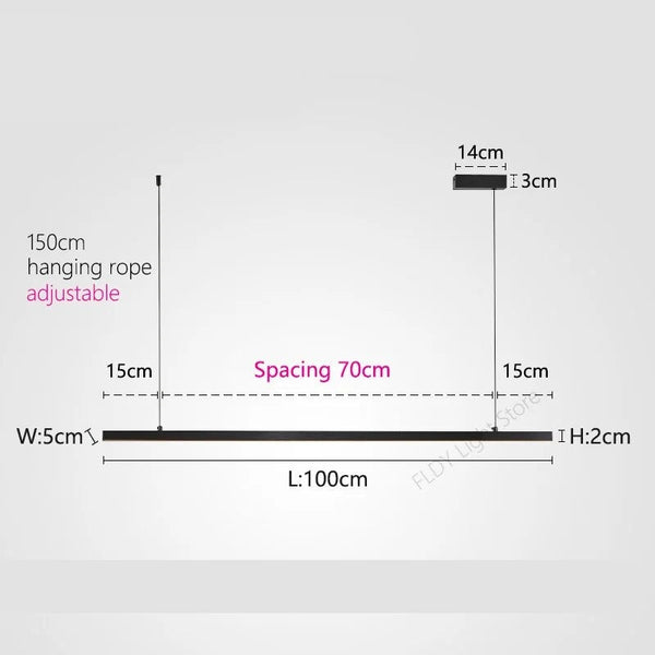Minimalist Aluminium LED Bar Light-Kitchen Island