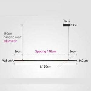 Minimalist Aluminium LED Bar Light-Kitchen Island