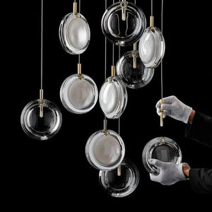 Minimalist Glass Stone Pendant Staircase Chandelier Lighting-Staircase Chandelier