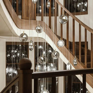 Minimalist Glass Stone Pendant Staircase Chandelier Lighting-Staircase Chandelier