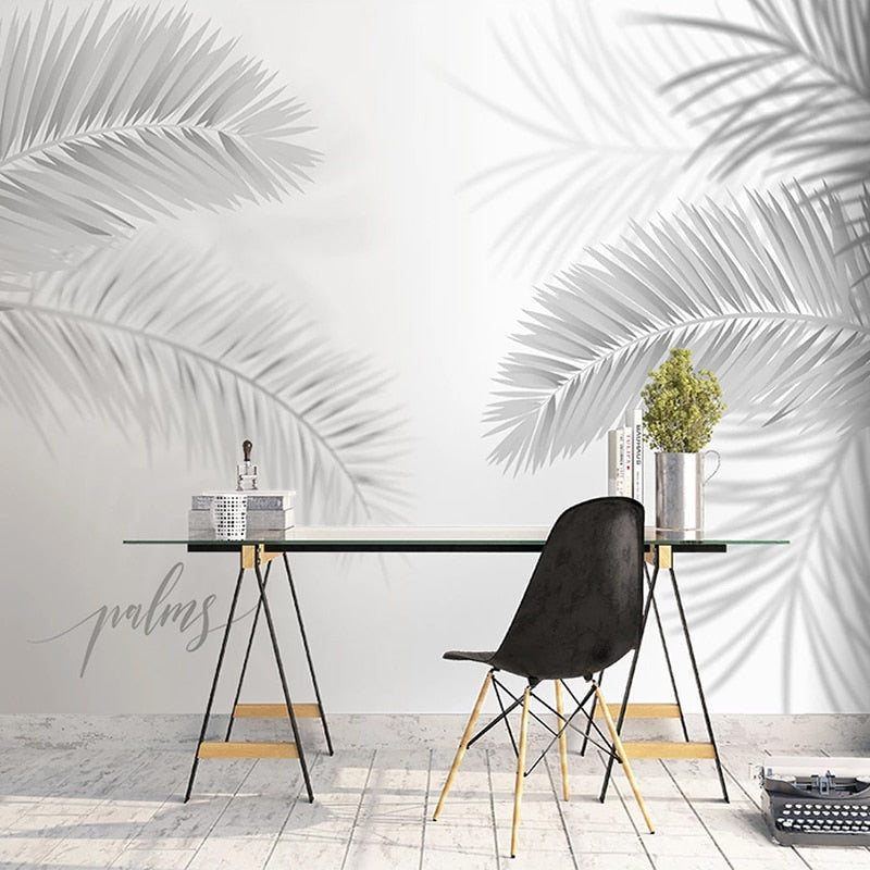 Minimalist Harmony Workspace Mural Wallpaper-Flower & Leaf Wallpaper